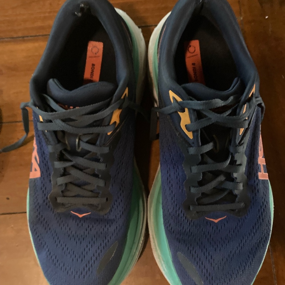 Hoka Bondi 8 - Navy and Teal Athletic Shoes